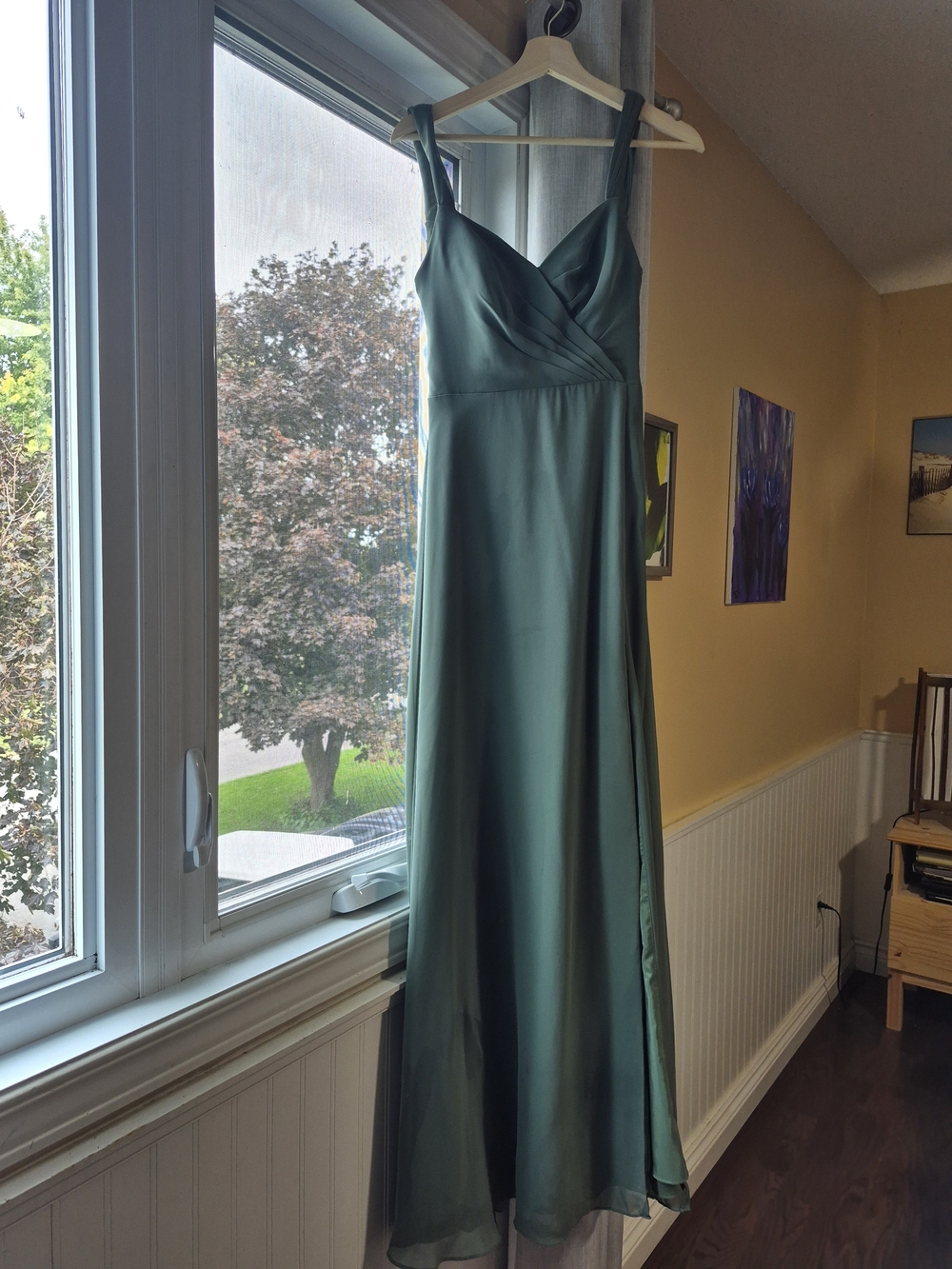 Azazie Emerald Green V-Neck Maxi Dress
